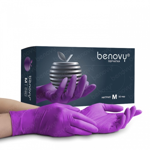 Benovy перчатки сиреневые M 50пар