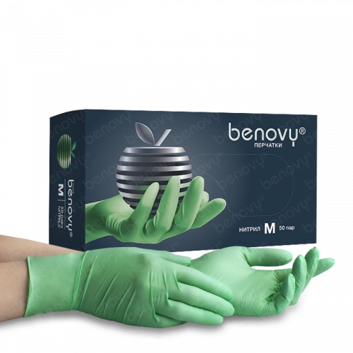 Benovy перчатки зеленые M 50пар