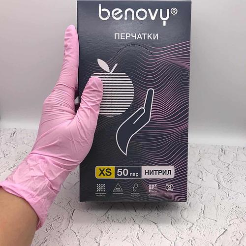 Benovy перчатки розовые XS 50пар