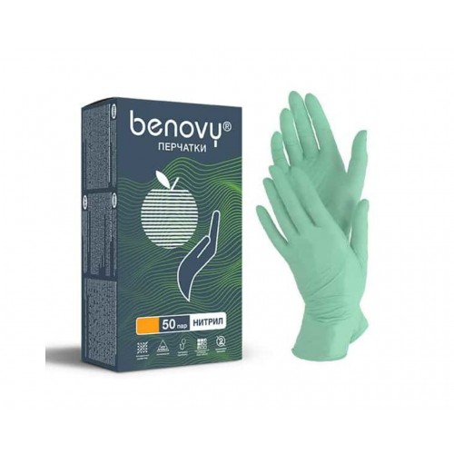 Benovy перчатки зеленые XS 50пар